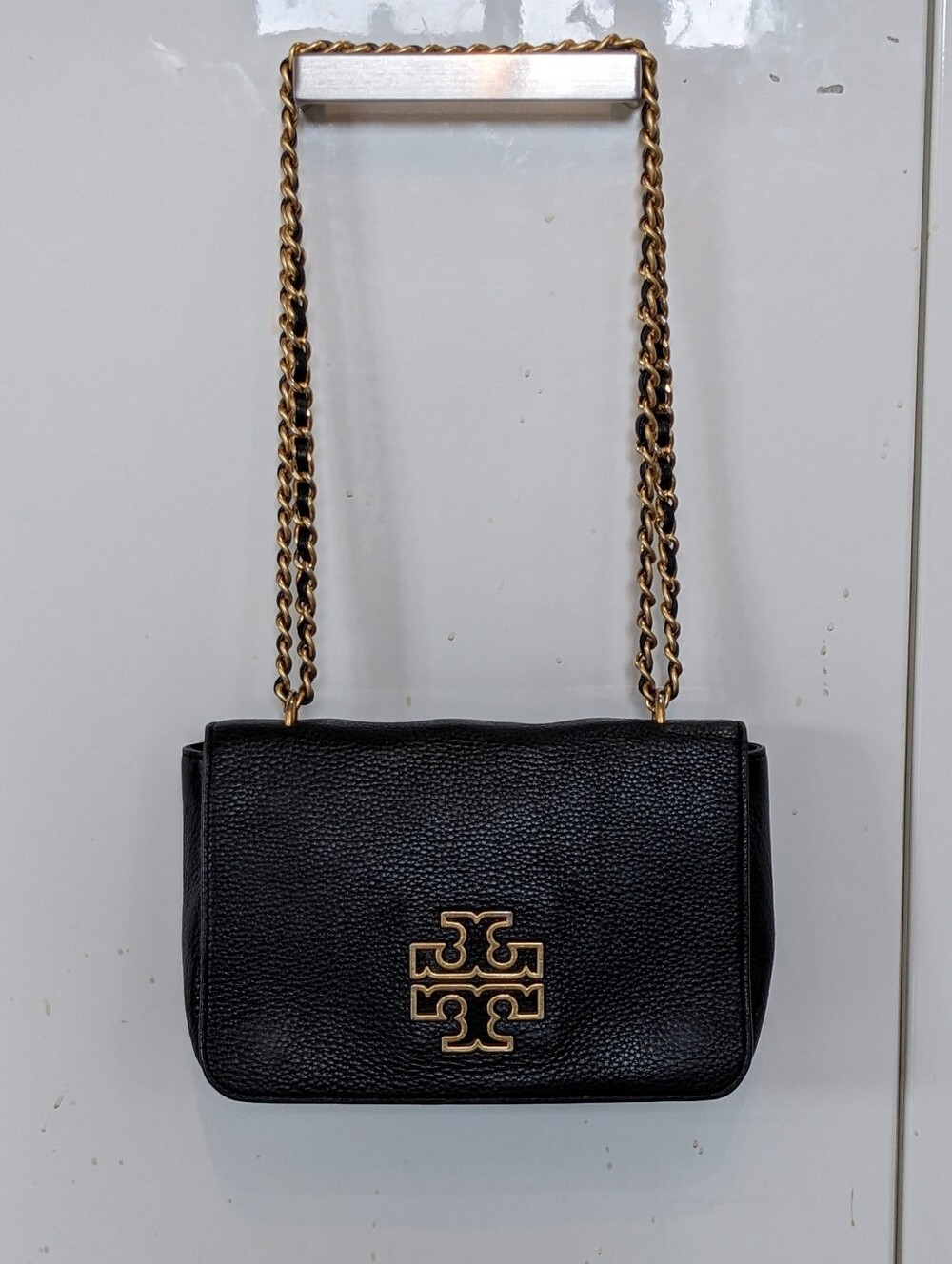 Tory Burch Britten Pebbled Leather Gold Chain Luxury Crossbody/Shoulder Bag 🖤